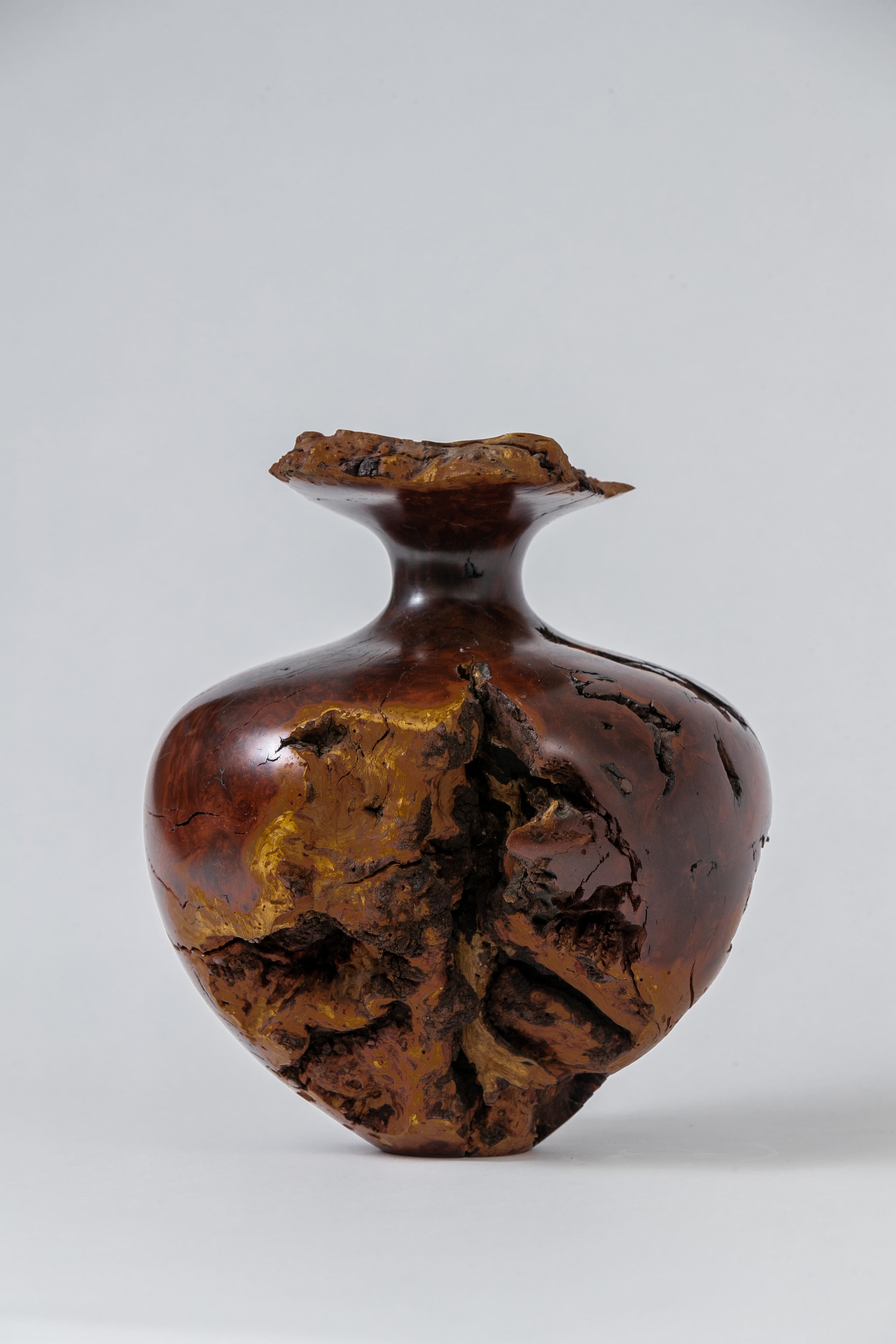 Turned Large Burl Wood Bud Vase, USA, 1960s