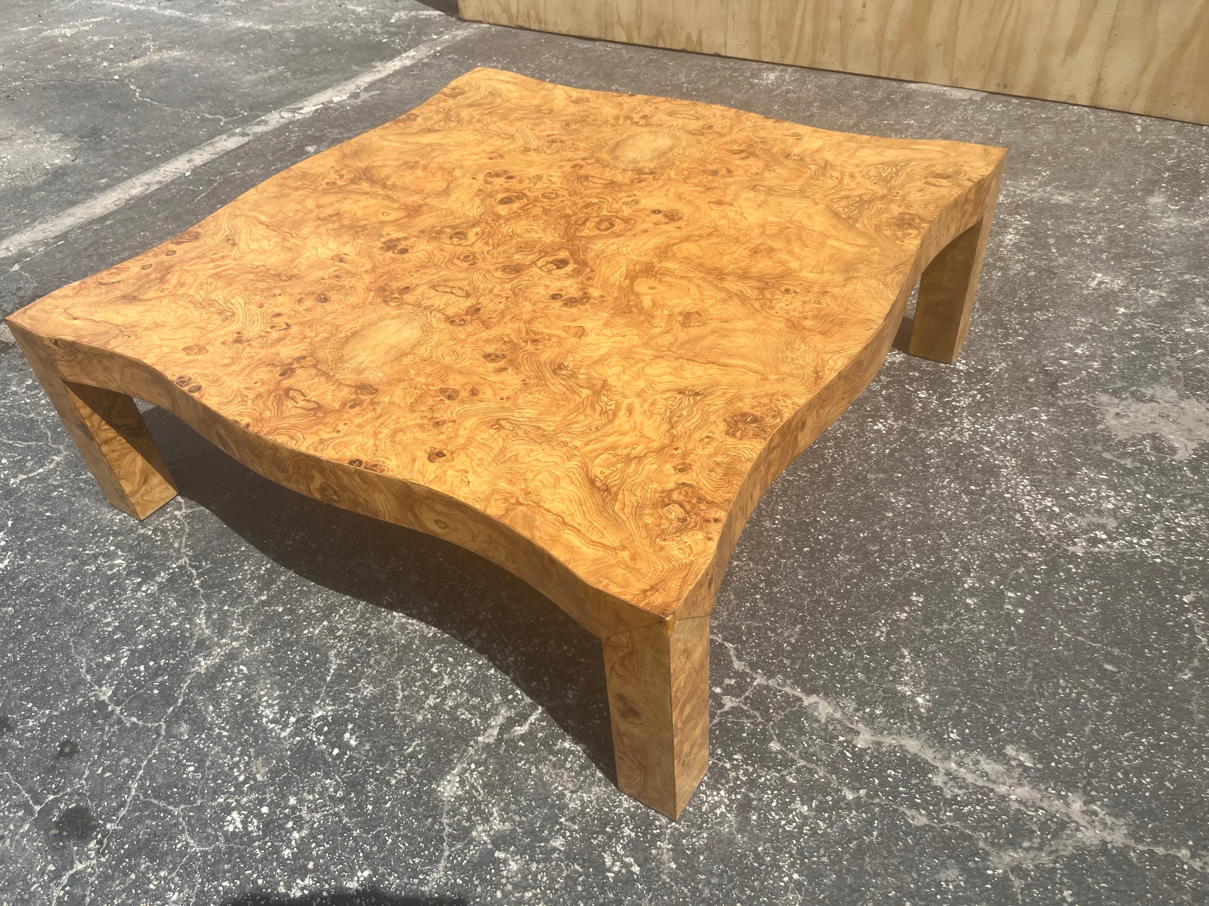 Mid-Century Modern Large Burl Wood Coffee Table, Original Mid Century