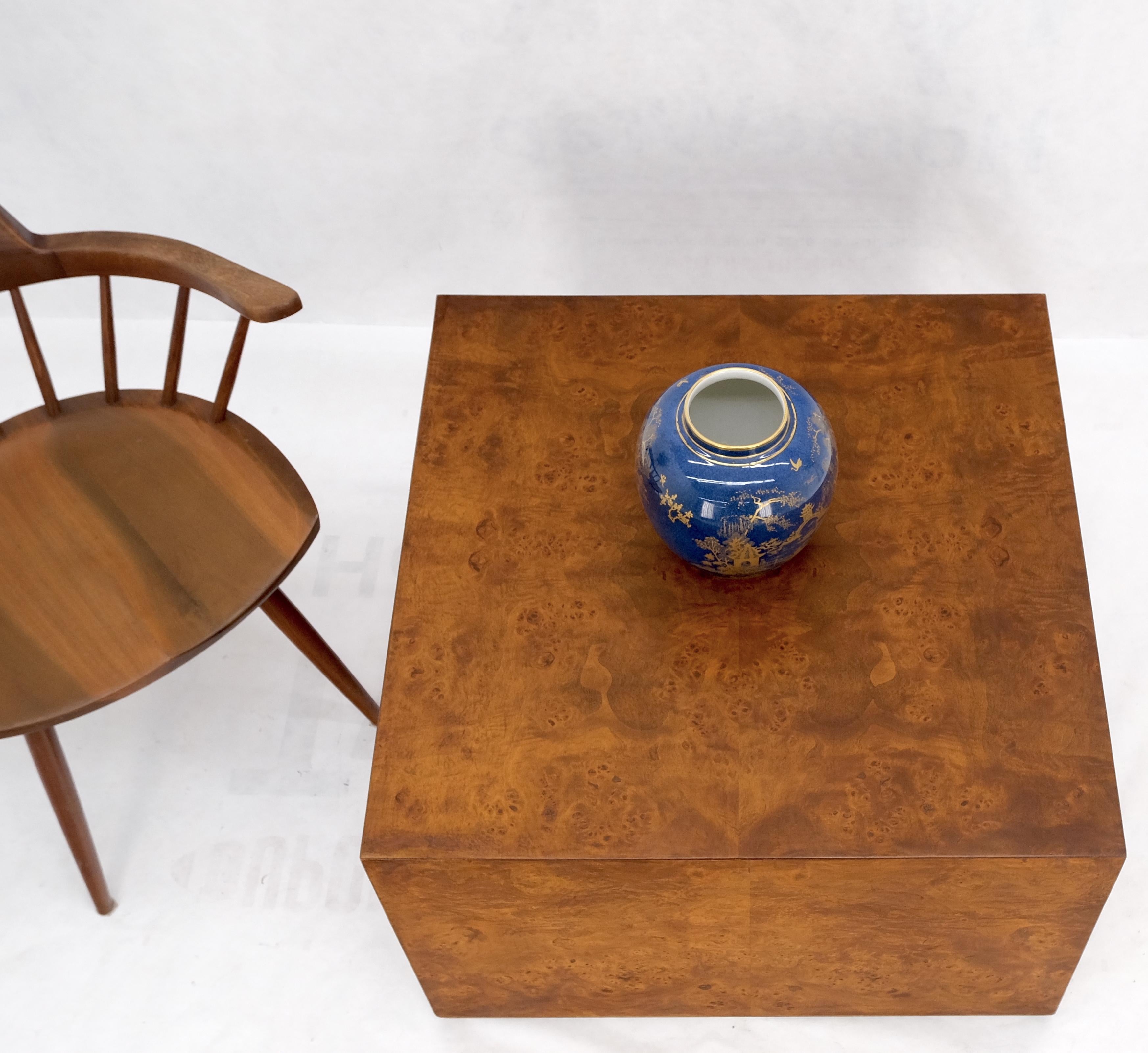 Large Burl Wood Cube Shape Square Coffee Table Stand Milo Baughman atr. MINT! 5
