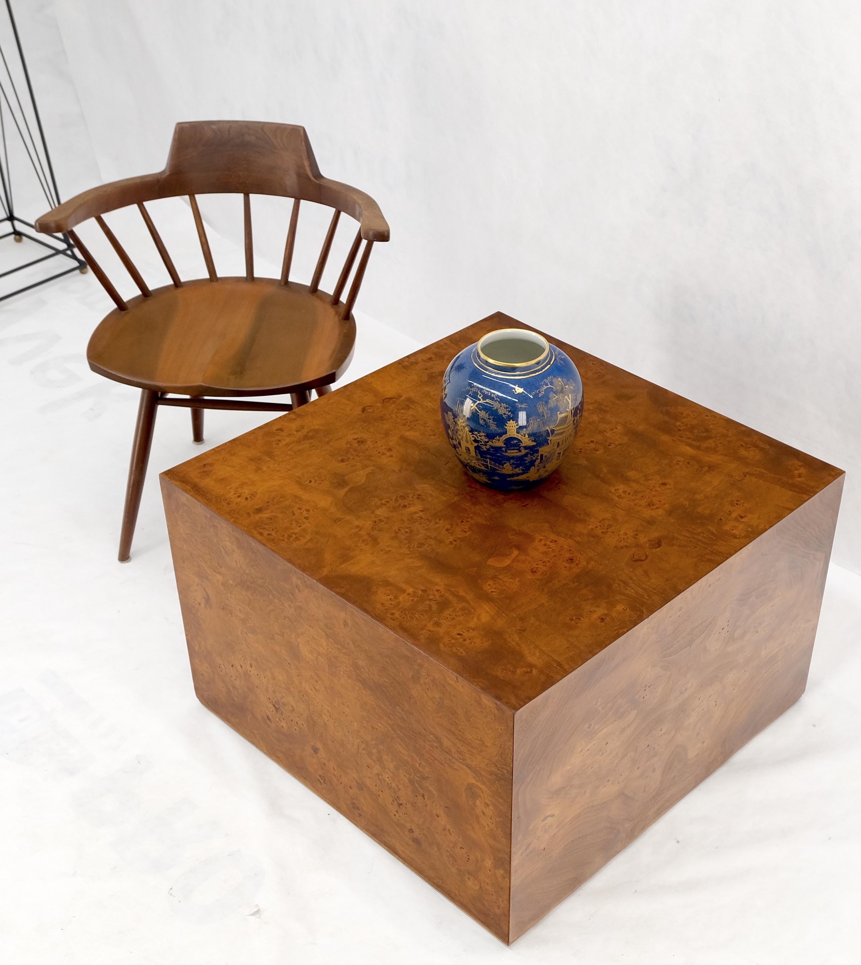 Large Burl Wood Cube Shape Square Coffee Table Stand Milo Baughman atr. MINT! 6