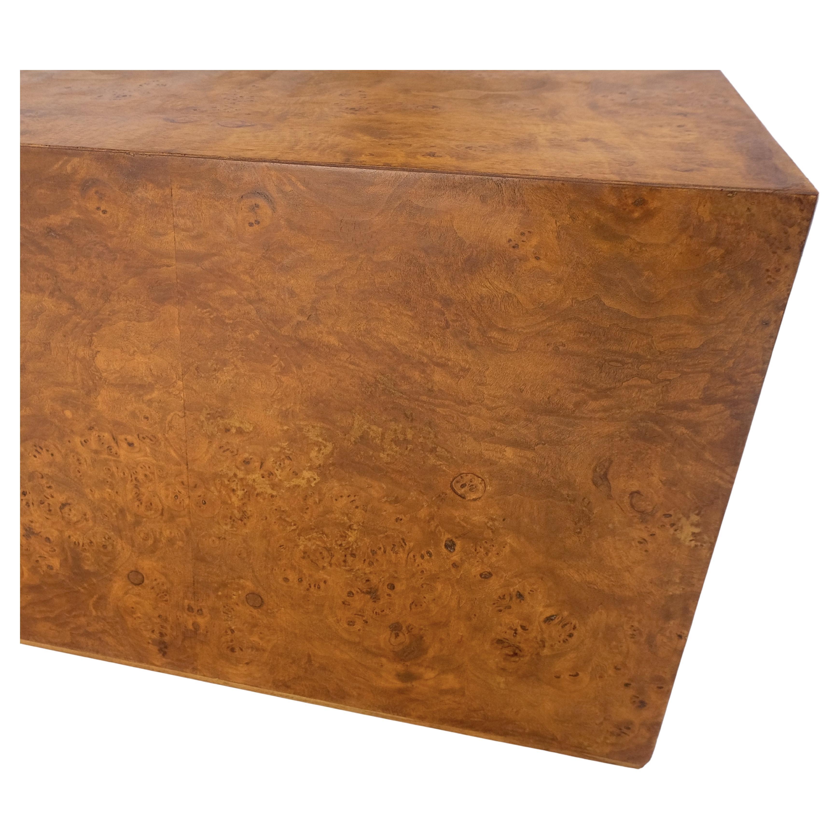 Lacquered Large Burl Wood Cube Shape Square Coffee Table Stand Milo Baughman atr. MINT!