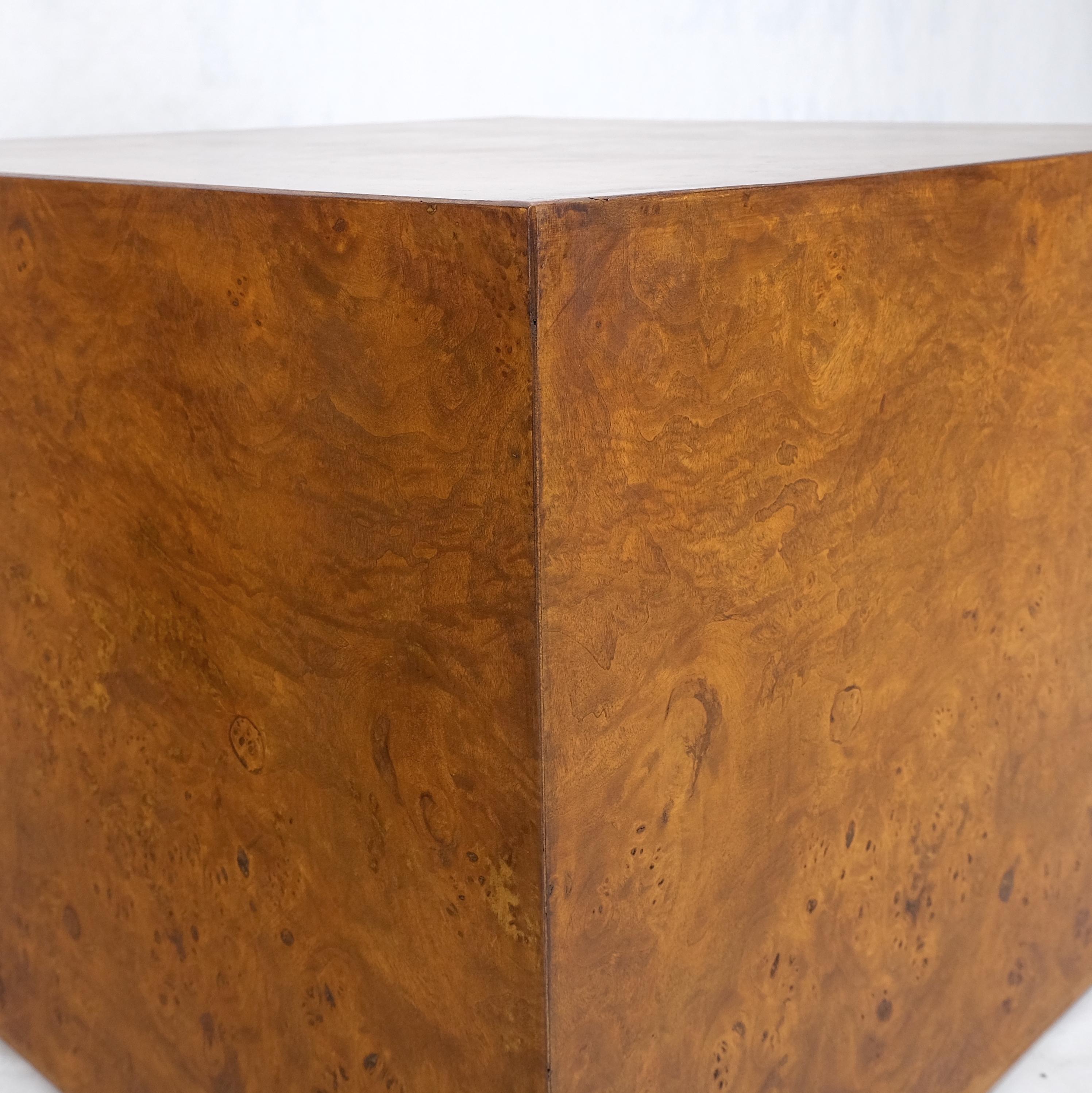 20th Century Large Burl Wood Cube Shape Square Coffee Table Stand Milo Baughman atr. MINT!