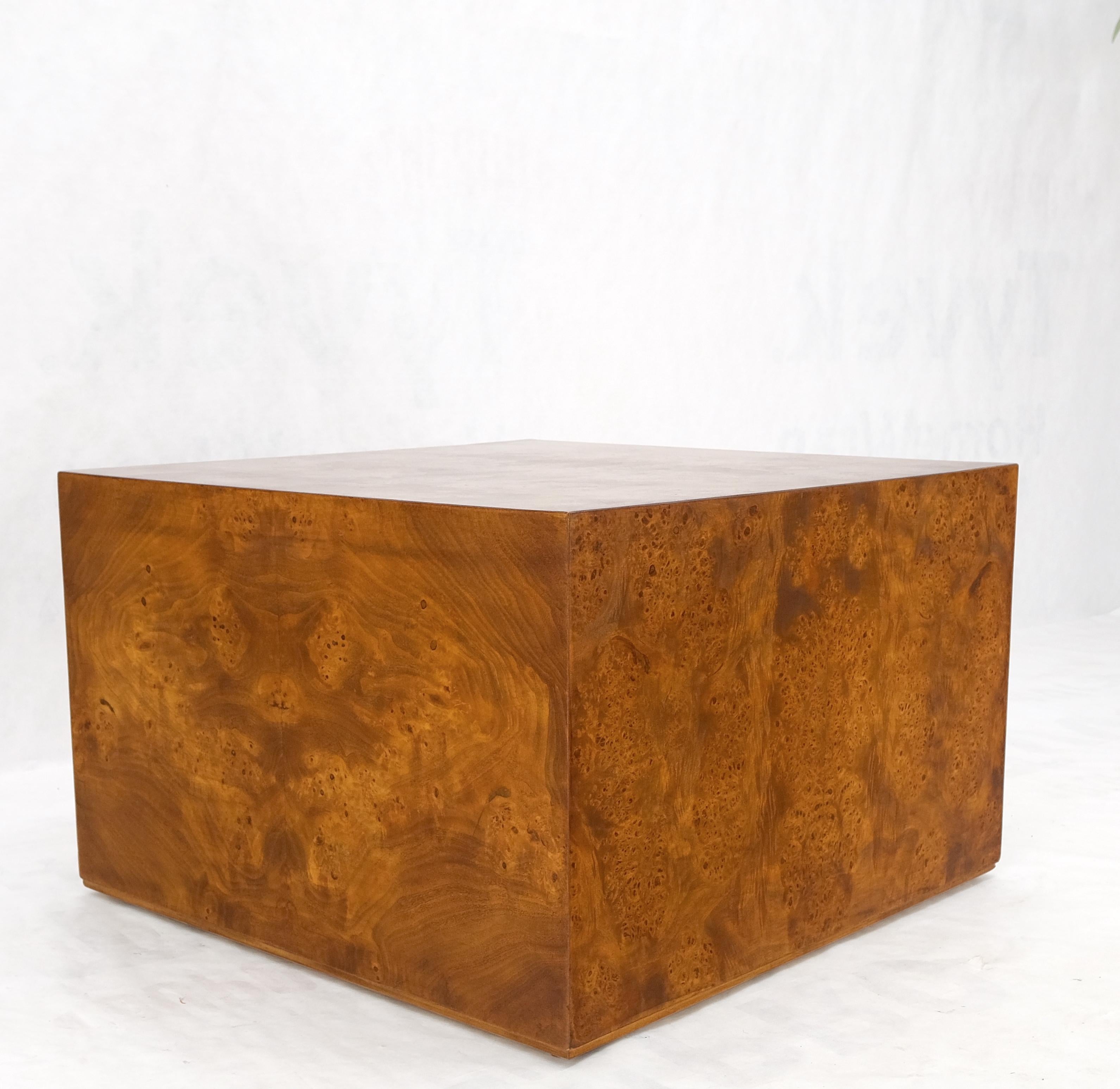 Large Burl Wood Cube Shape Square Coffee Table Stand Milo Baughman atr. MINT! 2