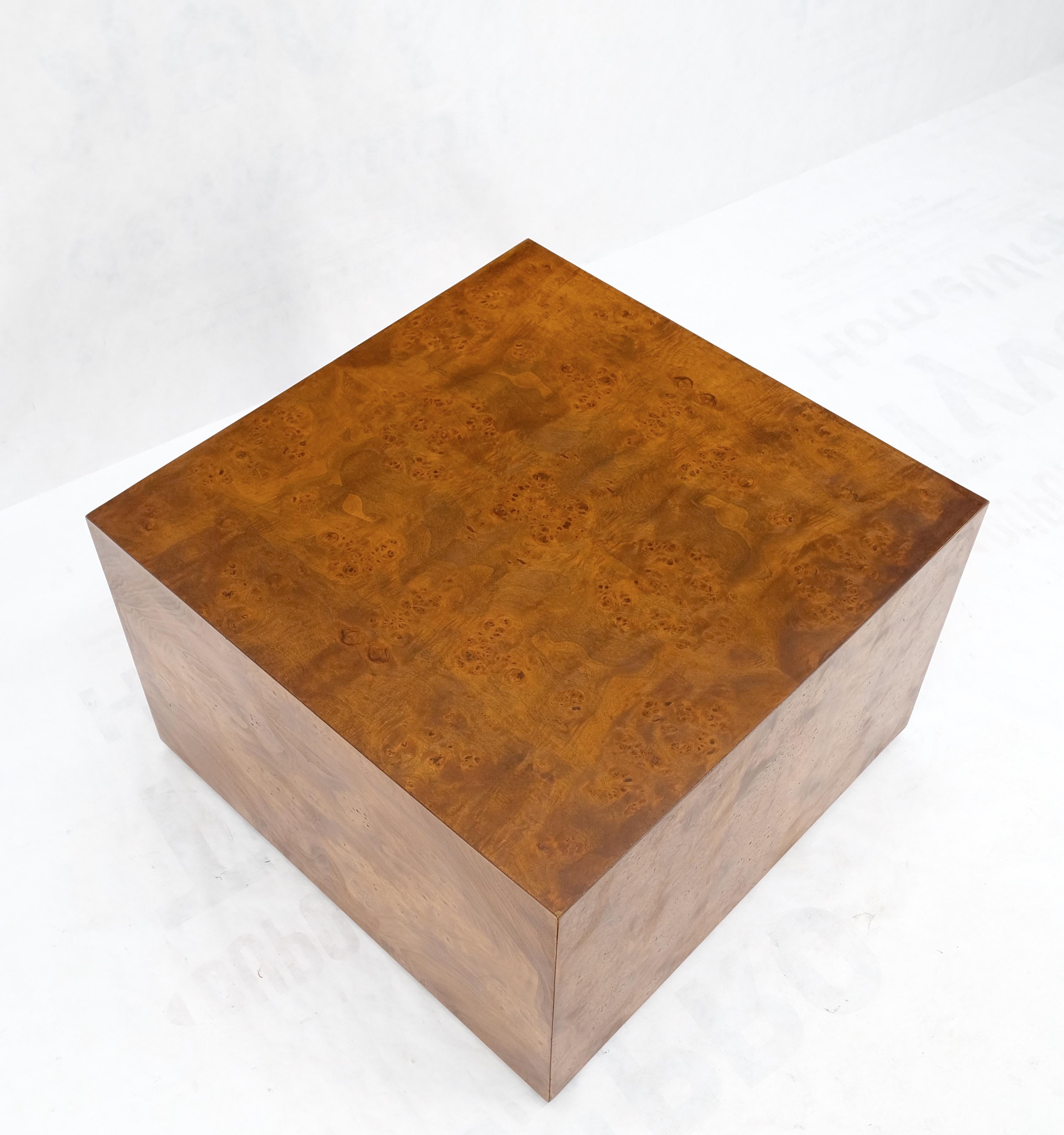 Large Burl Wood Cube Shape Square Coffee Table Stand Milo Baughman atr. MINT! 3