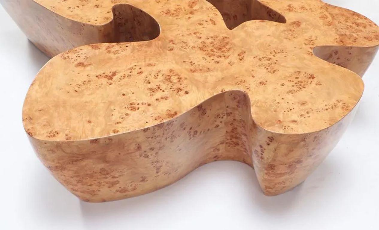 Mid-Century Modern Large Burl Wood Organic Shaped Coffee Table For Sale