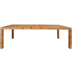 Large Burl Wood Parsons Dining Table, Milo Baughman Attributed for Thayer Coggin