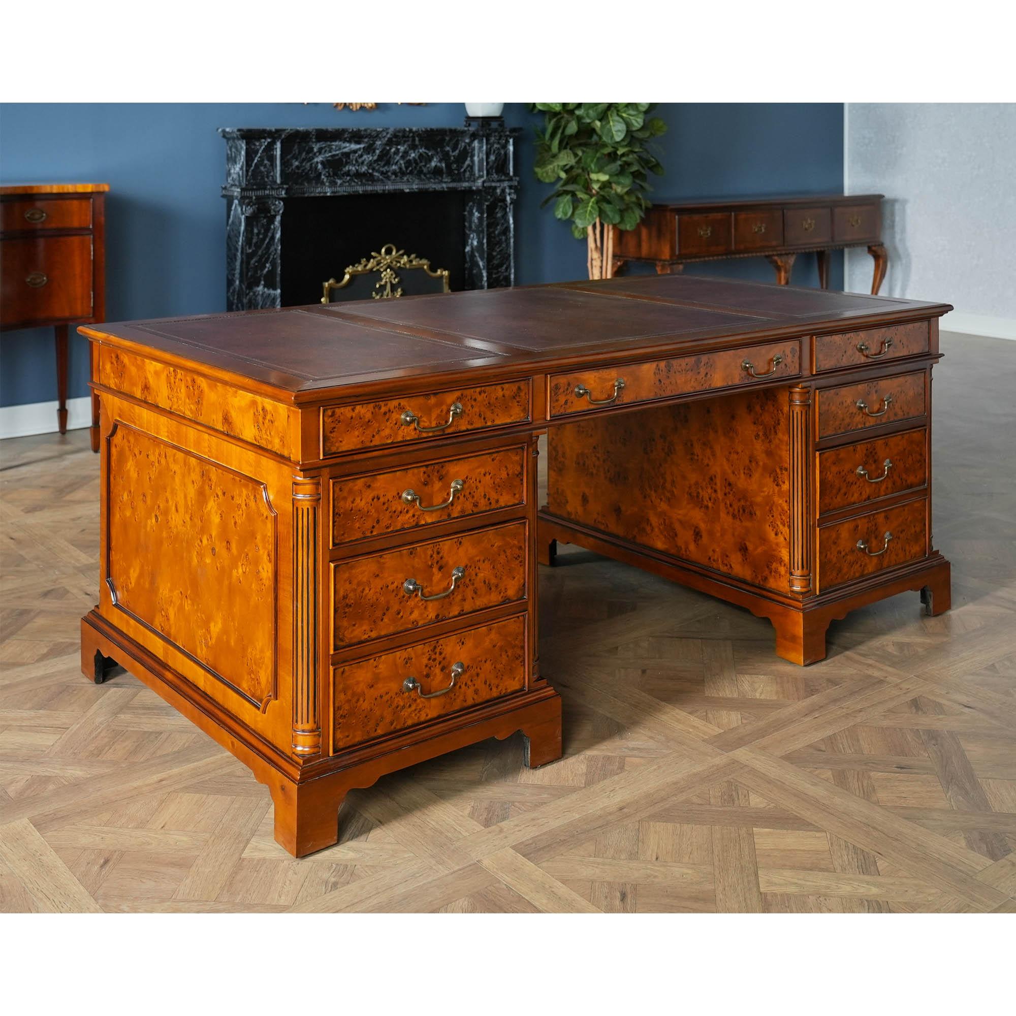 Renaissance Large Burled Executive Desk For Sale