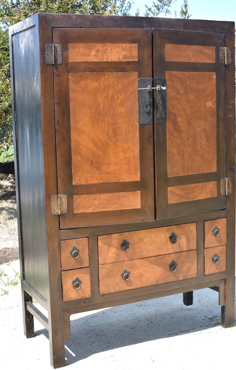 Large Burl Wood Armoire, Brown and Gold Burl Wood at 1stDibs