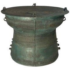 Large Burmese Bronze Rain Drum Table