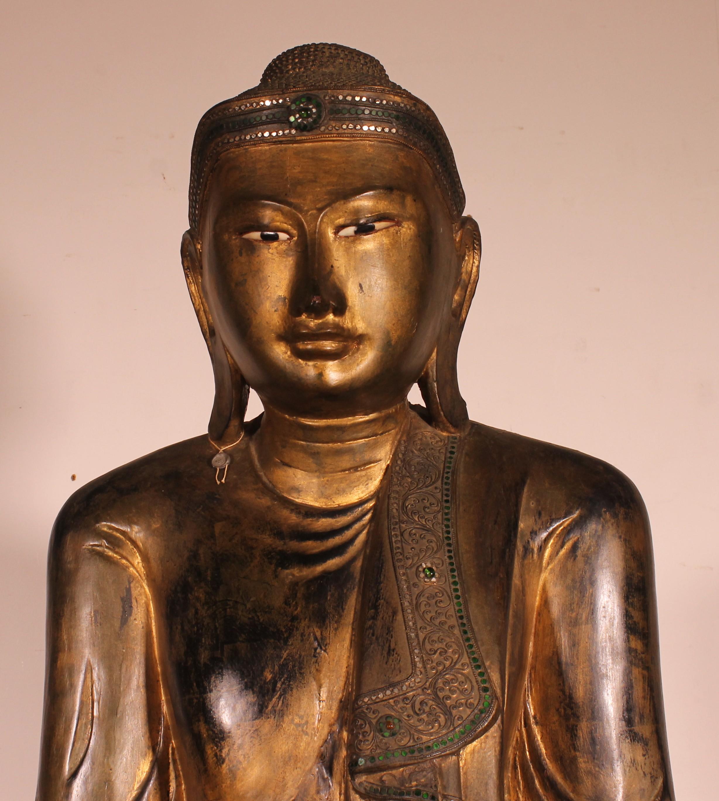Grande statua di Buddha birmano del periodo di Mandalay alta 1,95 m in vendita 5