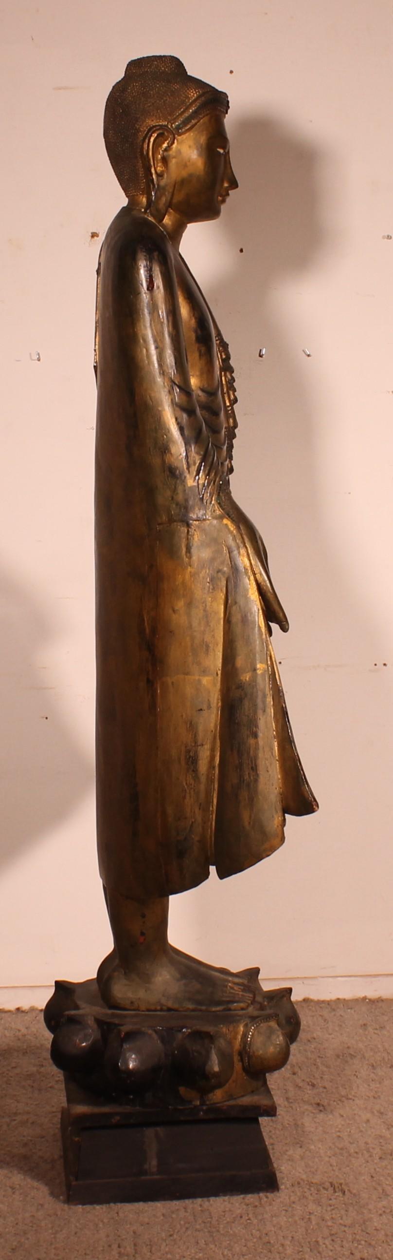 XIX secolo Grande statua di Buddha birmano del periodo di Mandalay alta 1,95 m in vendita
