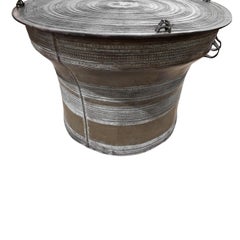 Large Burmese Circular Rain Drum End Table in Bronze, Early 20th Century