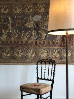 Large Burmese Silk Linen Heavily Embroidered Applique Figures Kalaga Tapestry