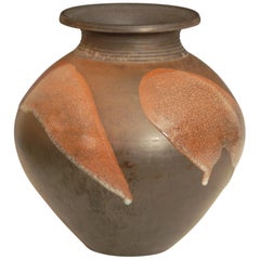 Large Burnished Raku Pot or Vase with Crackle Glaze by Tim Andrews UK