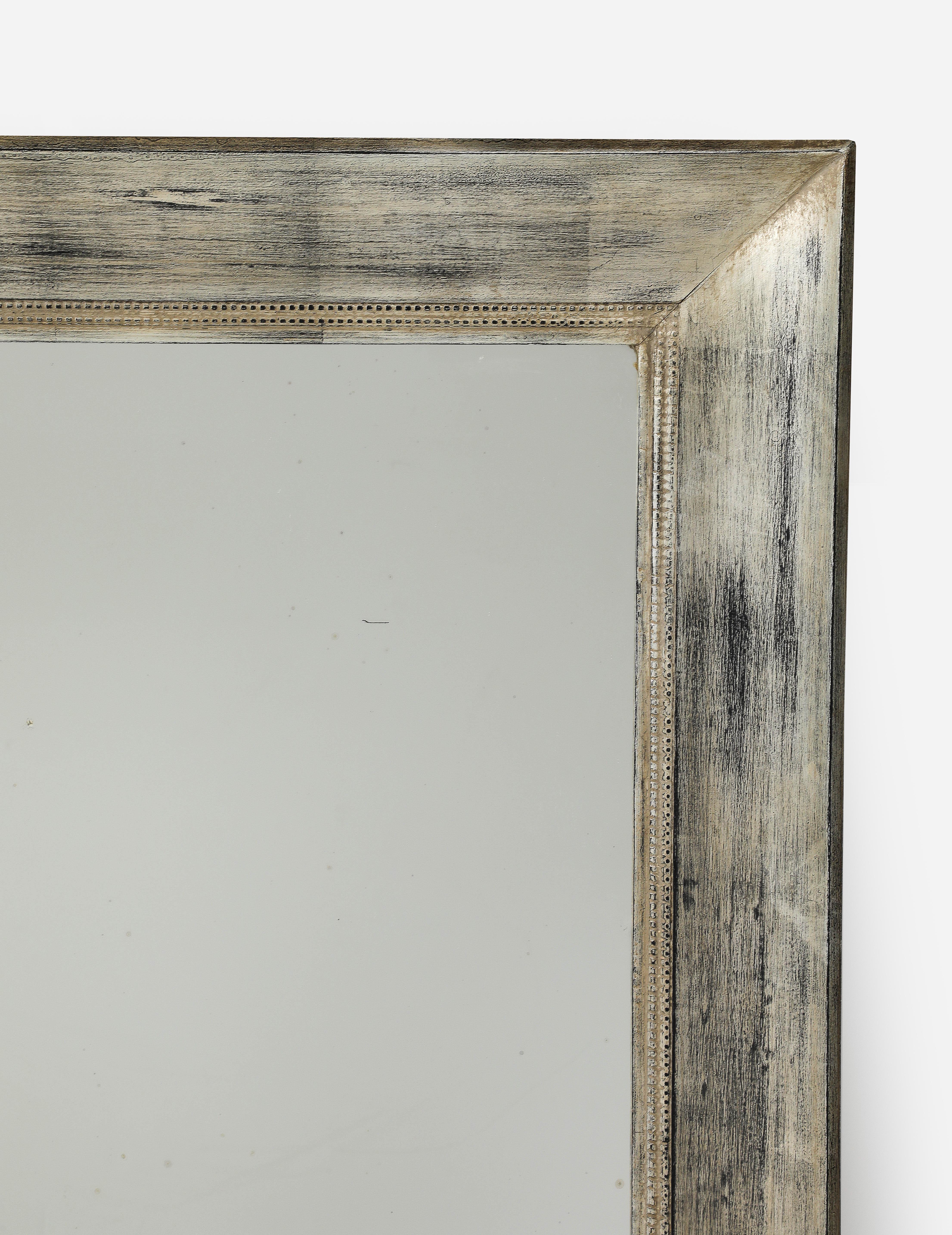 Mid-Century moderno Grande specchio in foglia d'argento brunita di James Mont in vendita