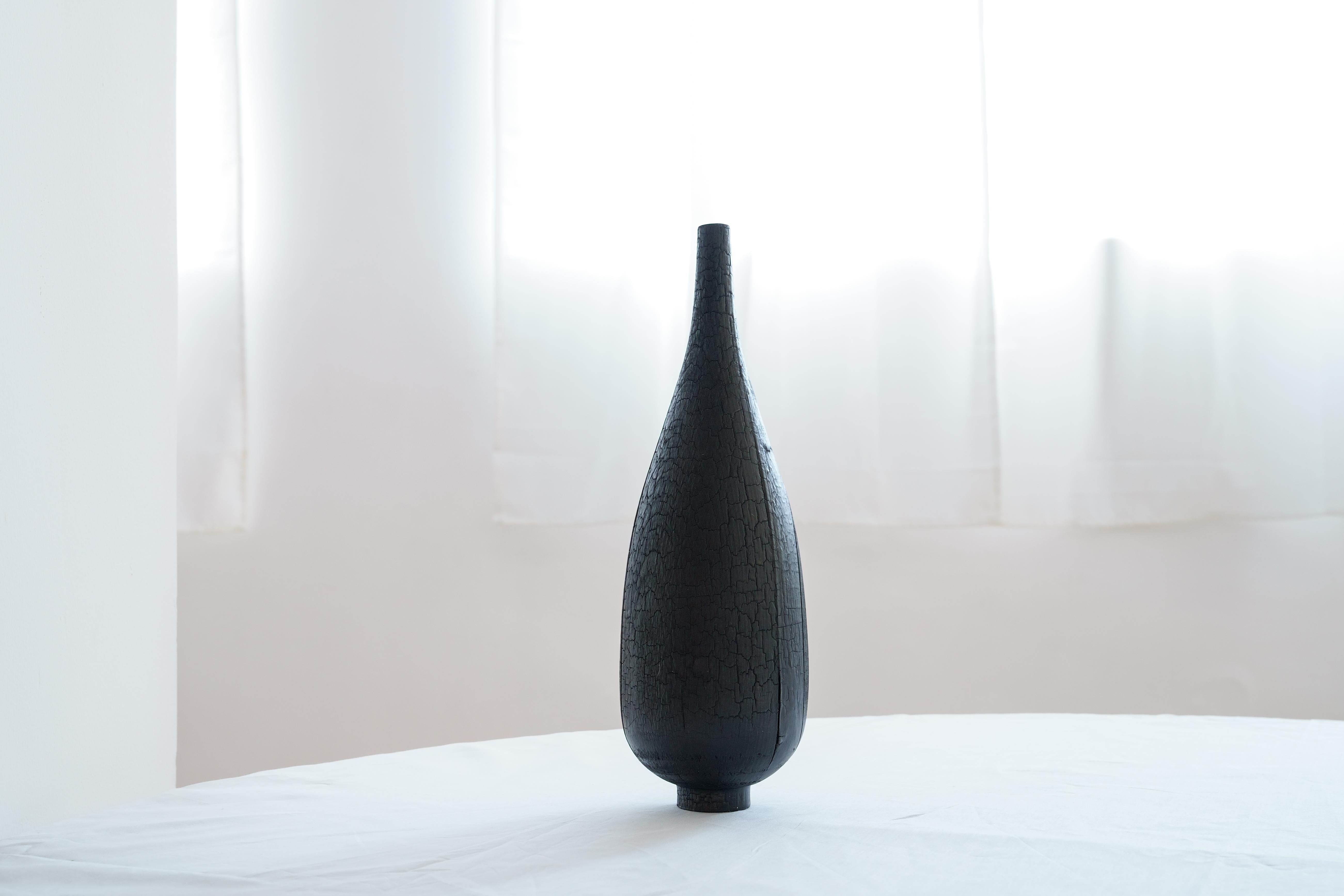 Post-Modern Large Burnt Beech Vase by Daniel Elkayam For Sale