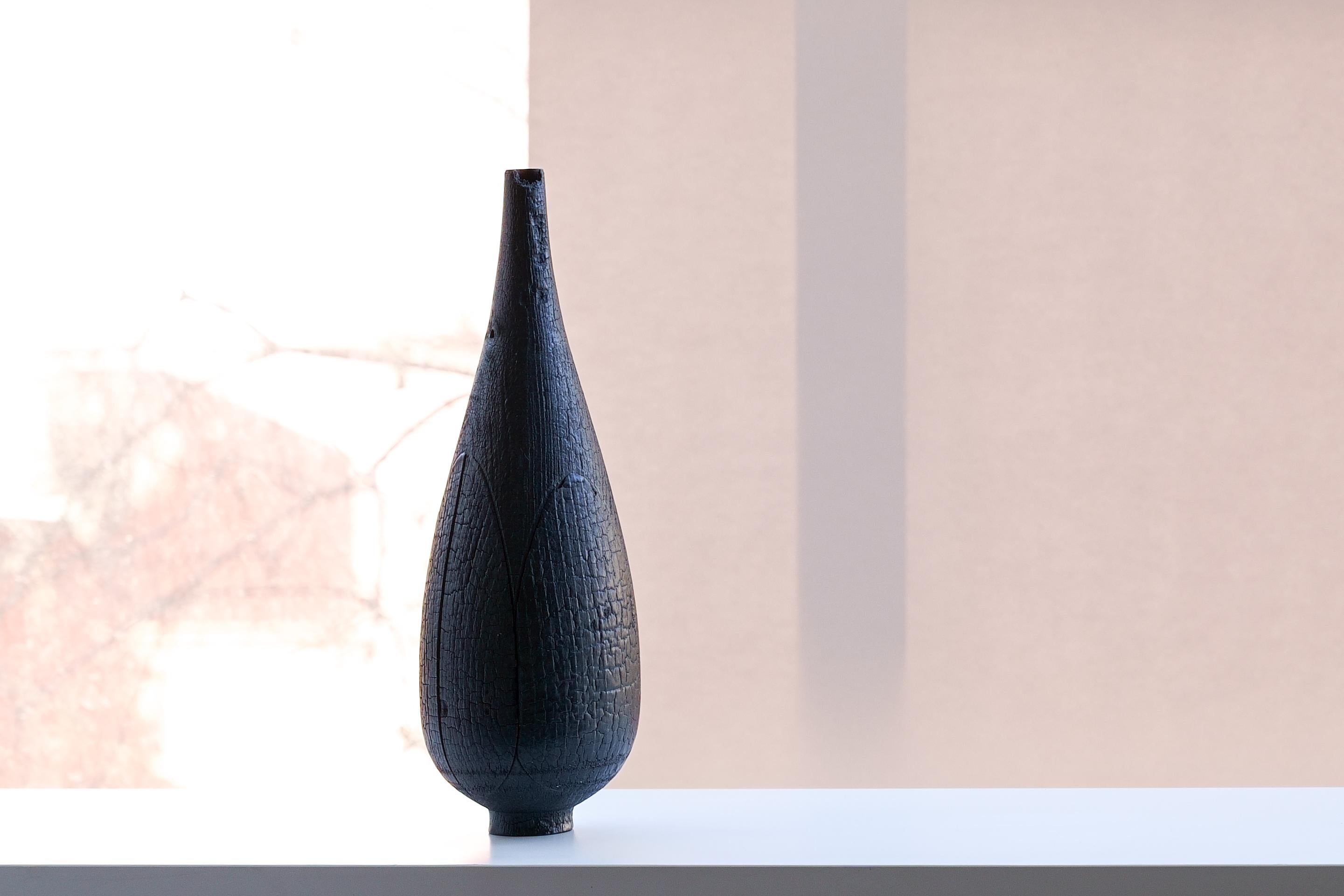 Other Large Burnt Beech Vase by Daniel Elkayam For Sale
