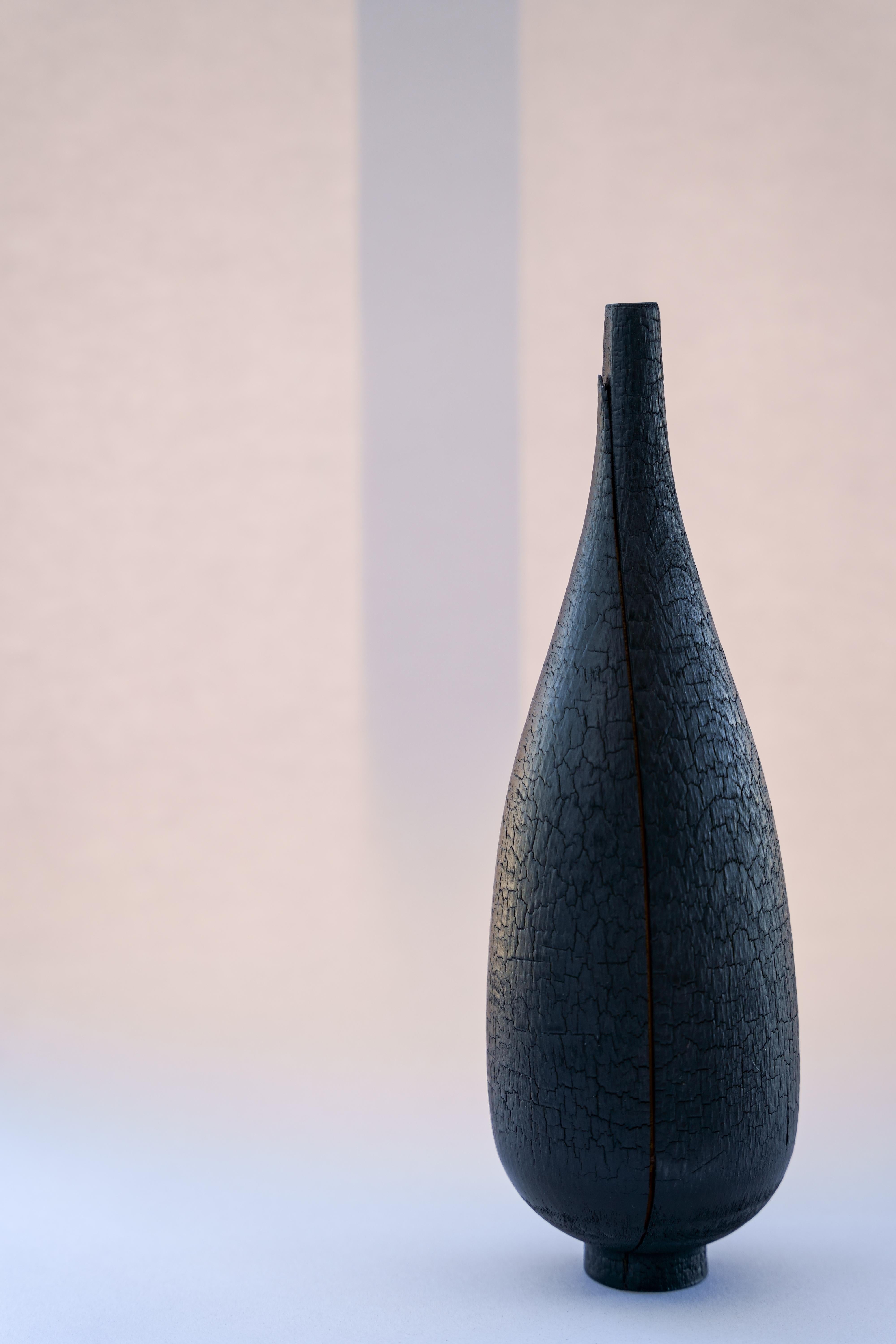 Contemporary Large Burnt Beech Vase by Daniel Elkayam For Sale