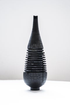 Große Vase aus gebrannter Buche mit Schliff von Daniel Elkayam