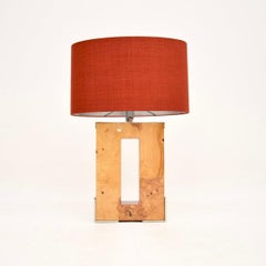 Large Burr Walnut and Chrome Table Lamp by Oitoemponto