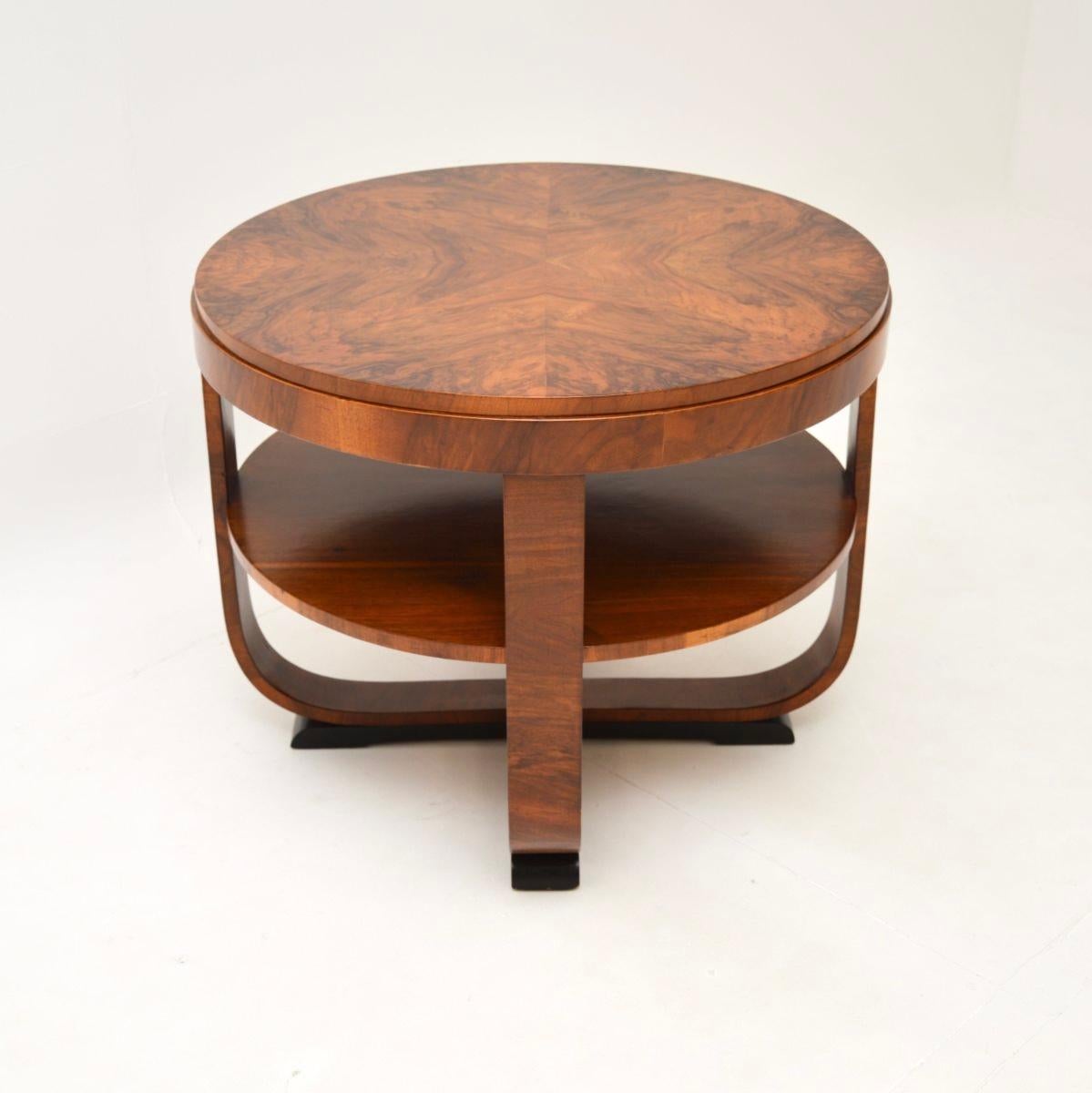 British Large Burr Walnut Art Deco Coffee Table