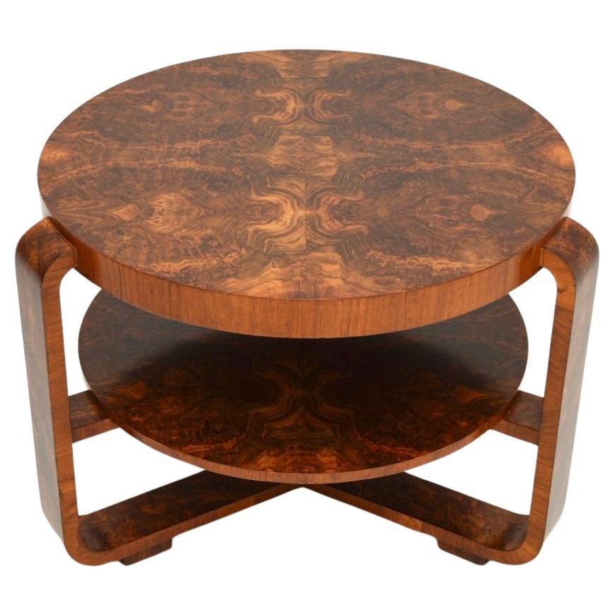 Large Burr Walnut Art Deco Coffee Table
