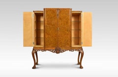 Large Burr Walnut Breakfront Cocktail Cabinet