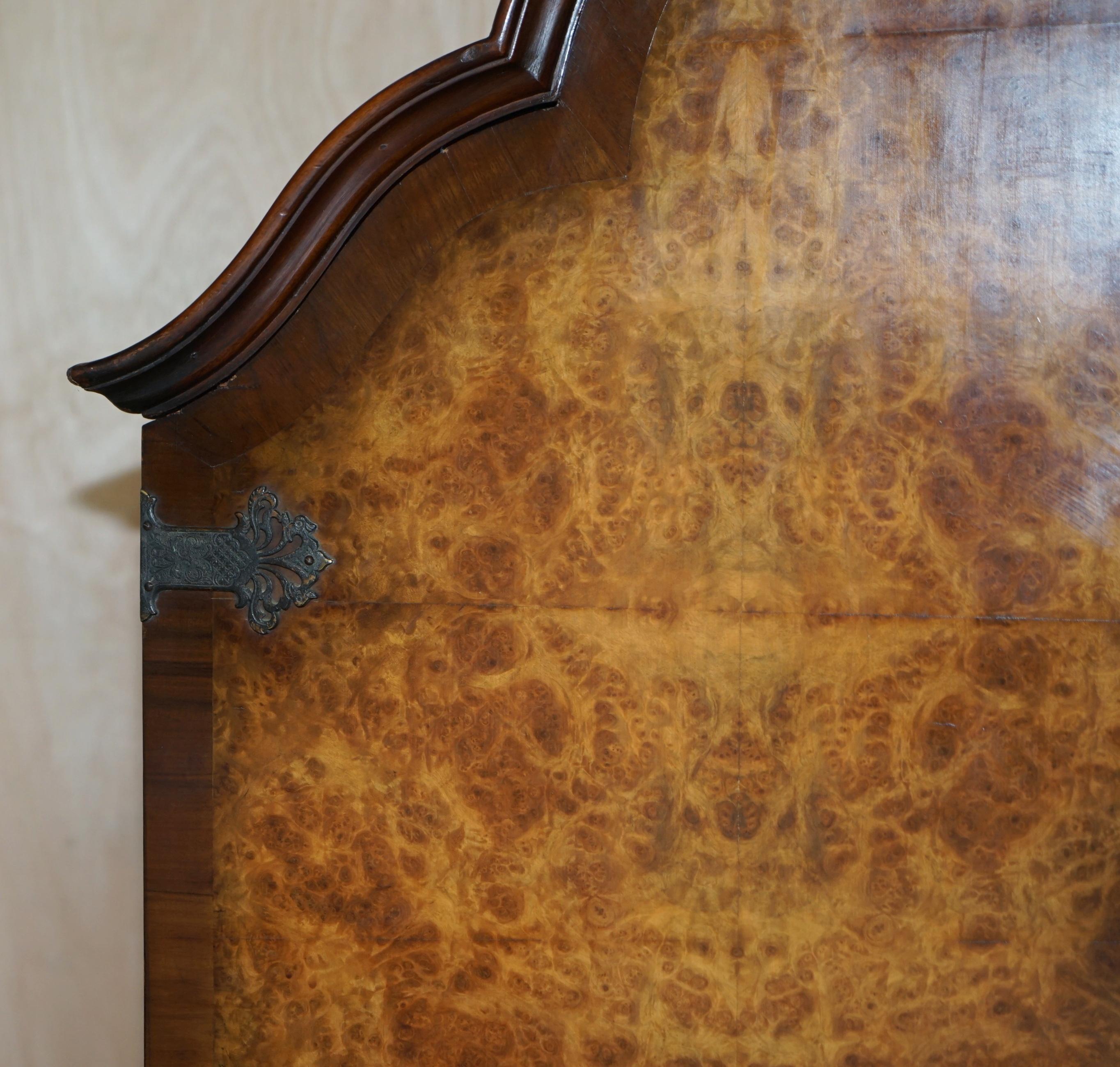 Hand-Crafted Large Burr Walnut Vintage circa 1930's Wardrobe with Serpentine Curved Top Panel