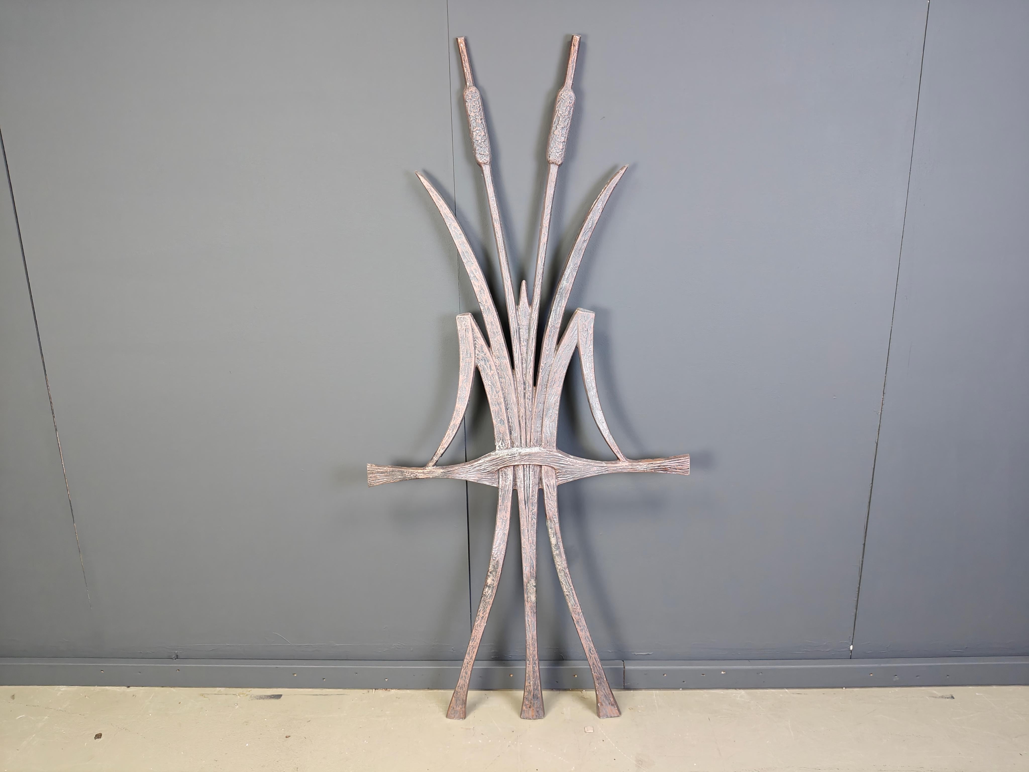 Metal Large burtalist wal sculpture, 1970s For Sale