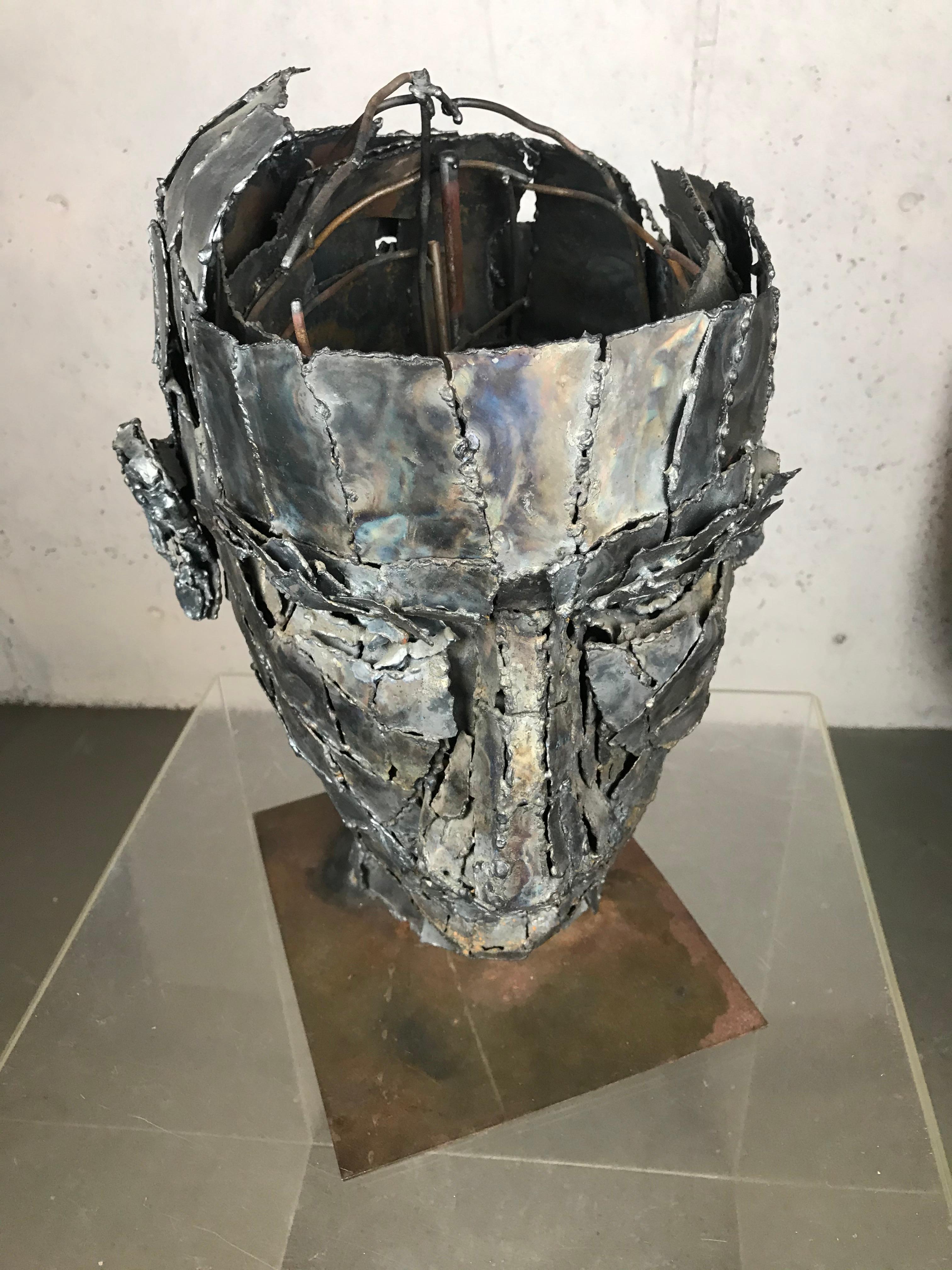 Large Expressionist Segmented Metal Bust Sculpture  1