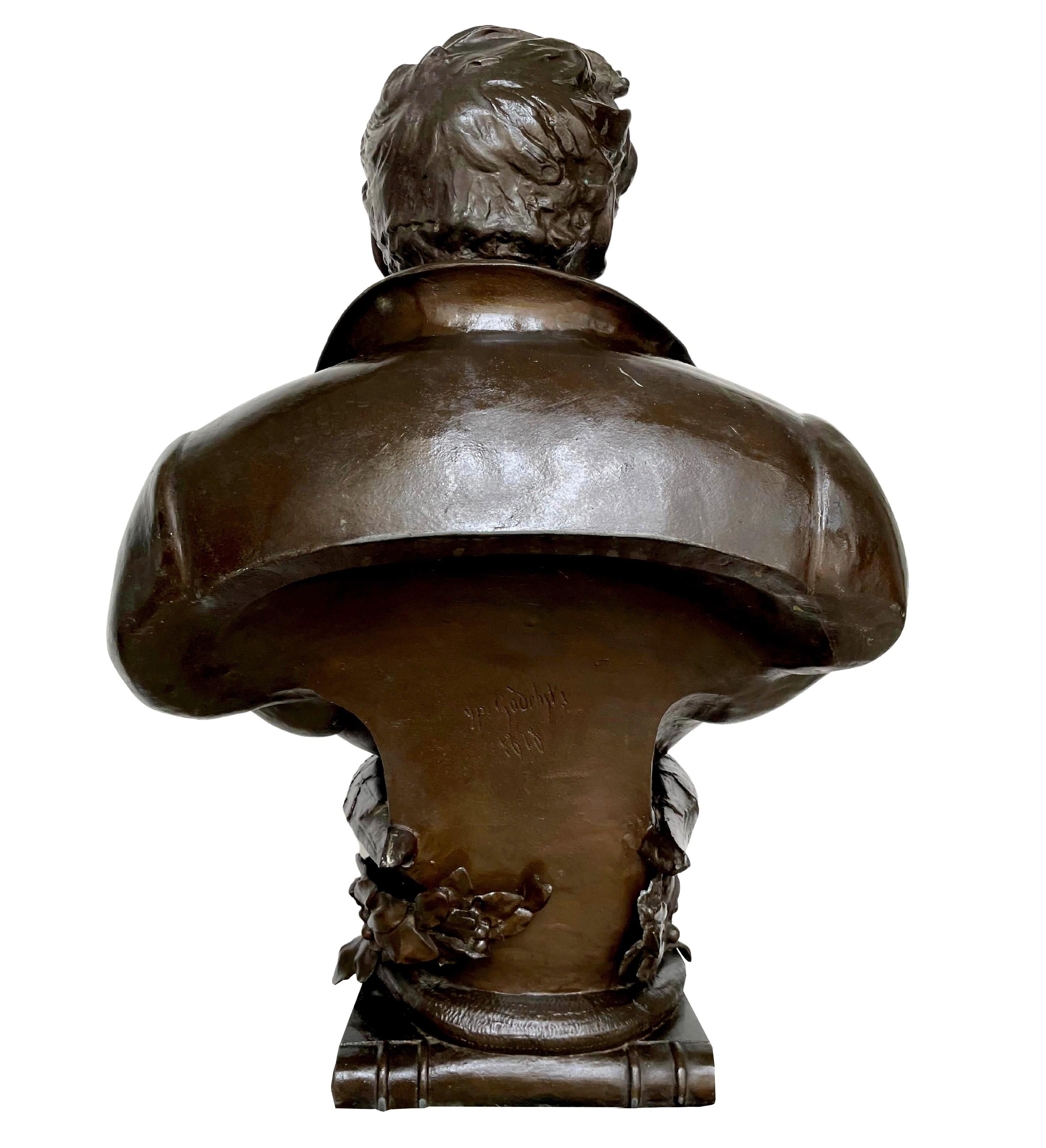Cast Large Bust of Adolphe Burggraeve '1806-1902' by Cyprian Godebski For Sale