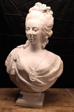 Large Bust Queen Marie Antoinette France Biscuit White 1870 Jacquemin Sculptor
