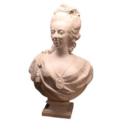 Large Bust Queen Marie Antoinette France Biscuit White 1870 Jacquemin Sculptor