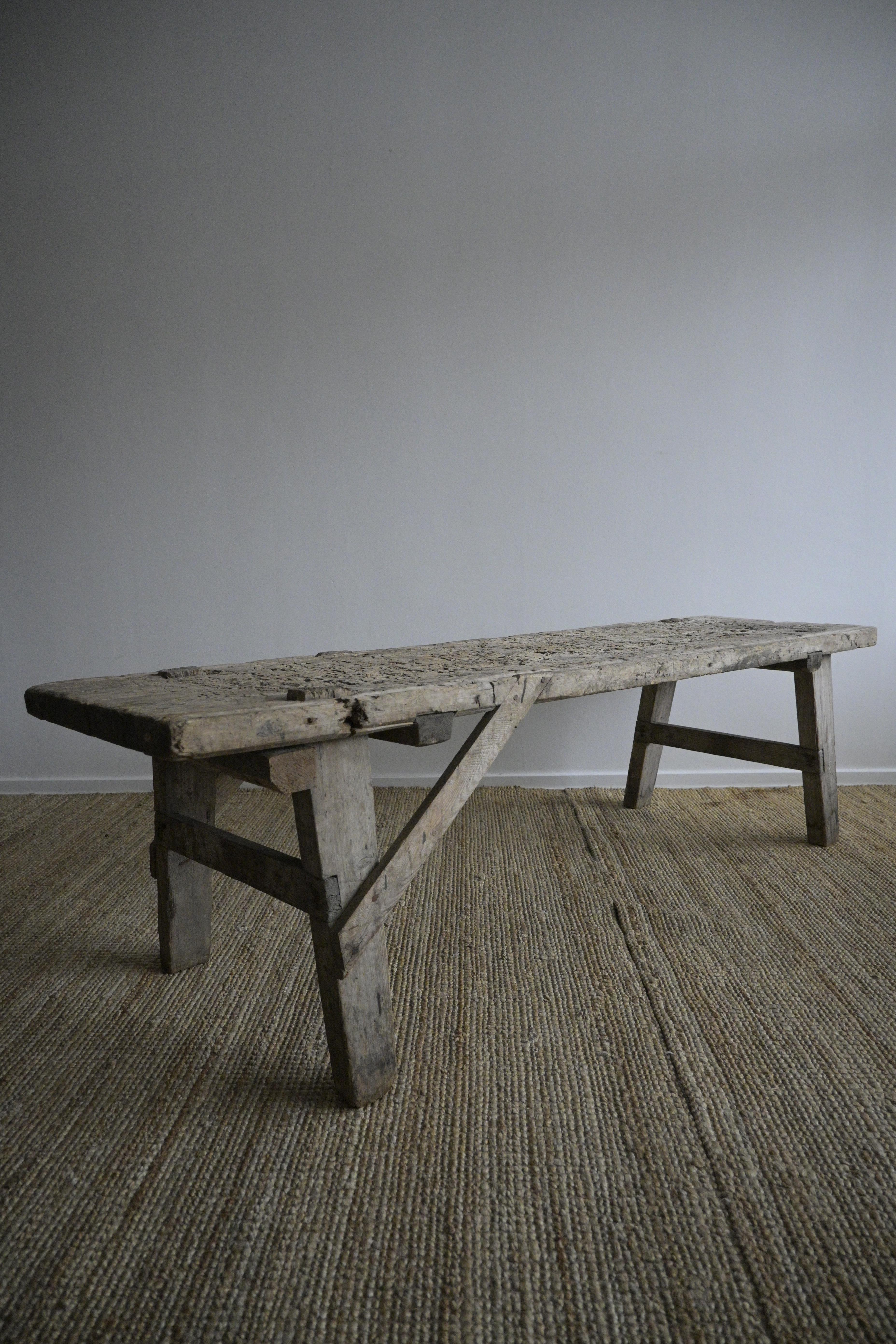 Swedish Large butcher table/bench dated 1879 from Dalarna, Sweden For Sale