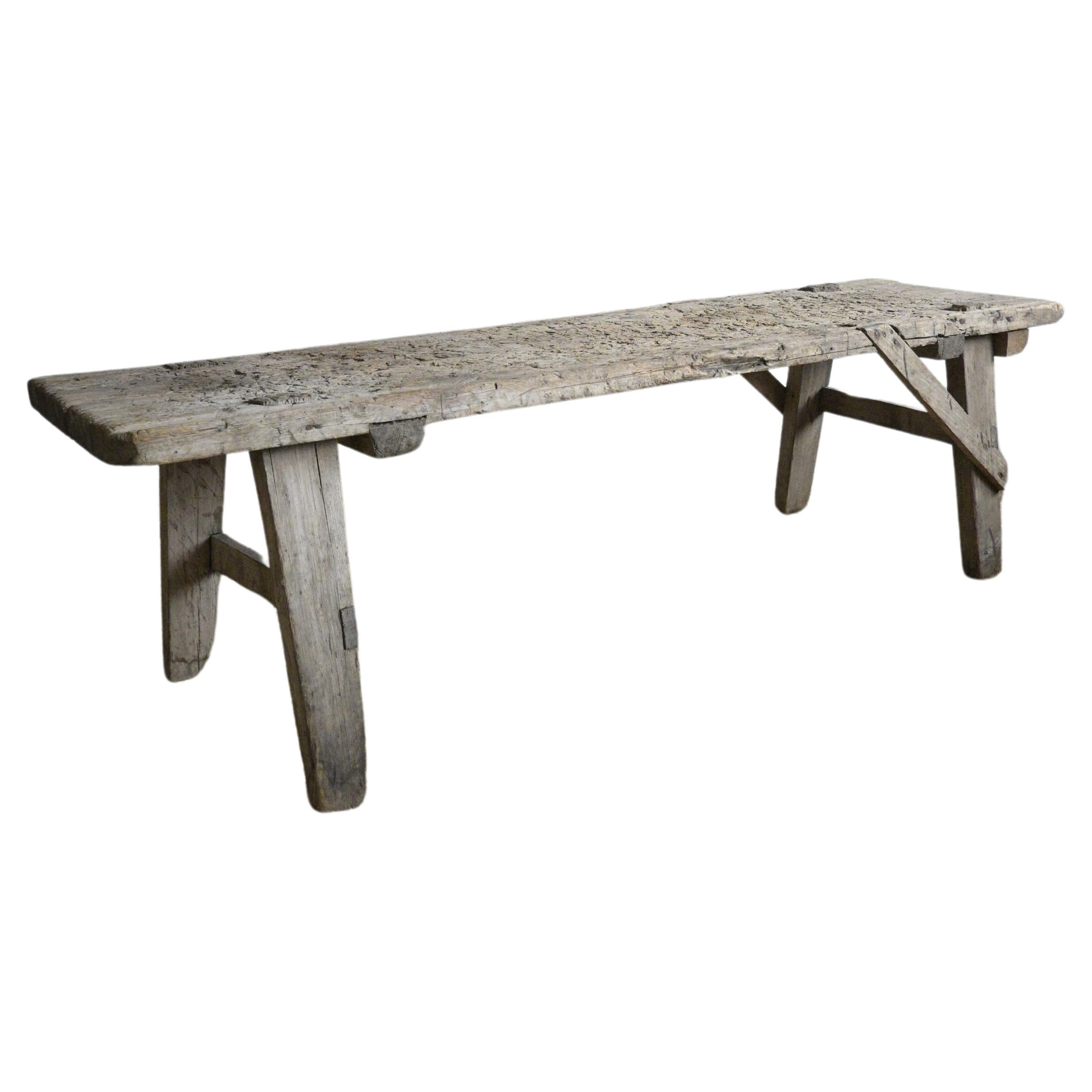 Large butcher table/bench dated 1879 from Dalarna, Sweden For Sale