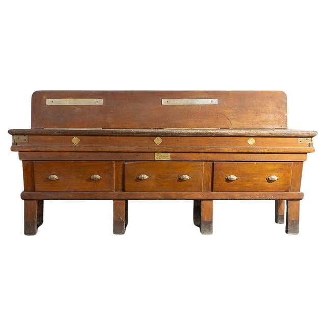 Vintage Oak Pig Bench Butcher's Block Table For Sale at 1stDibs ...