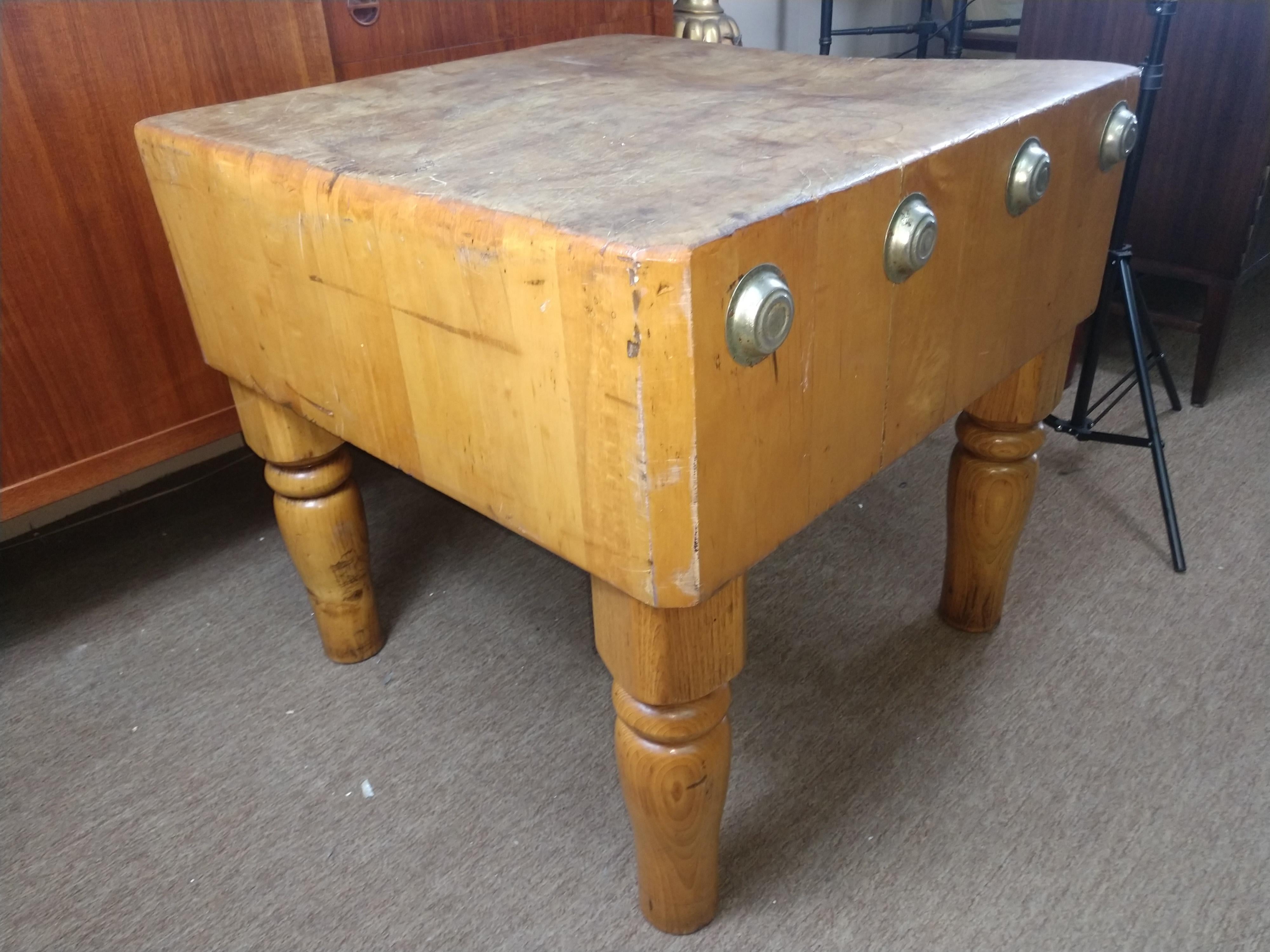 Early 20th Century Large Maple Butchers Block Table  C1920