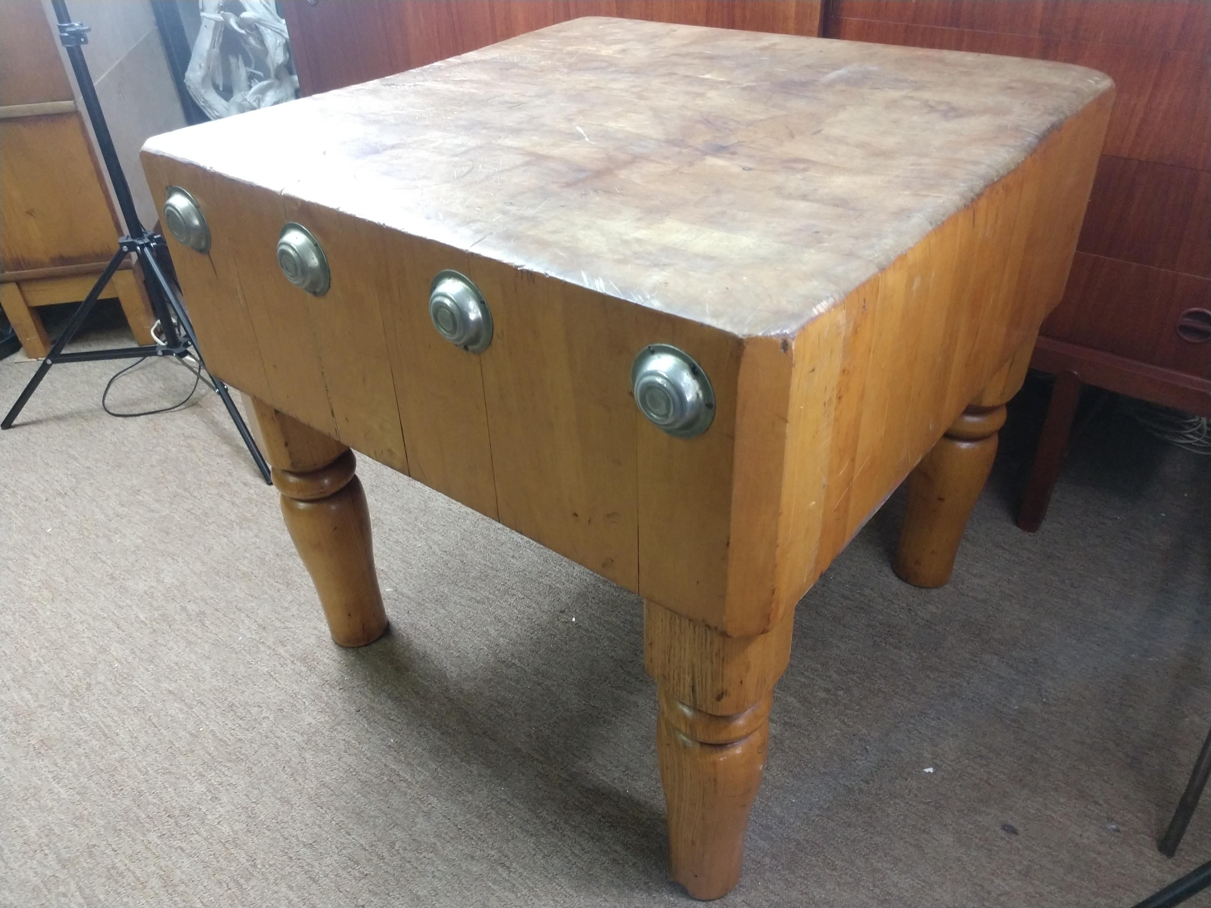 Industrial Large Maple Butchers Block Table  C1920