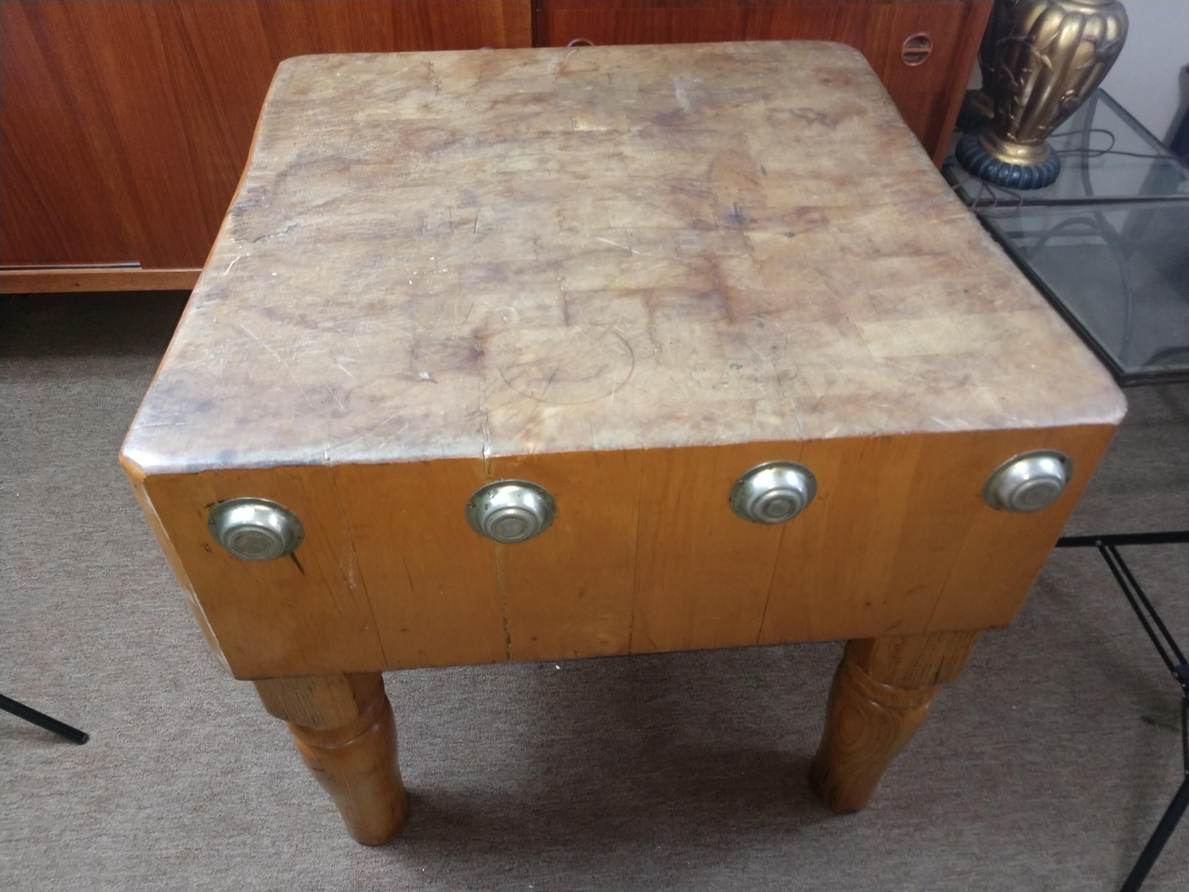 American Large Maple Butchers Block Table  C1920