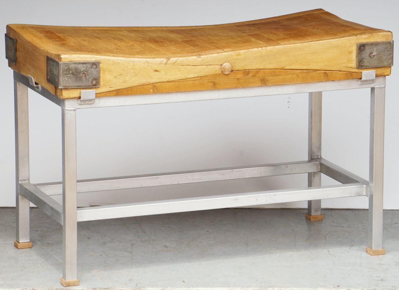 Large Butcher's Chopping Block Table on Stand from England In Good Condition For Sale In Austin, TX