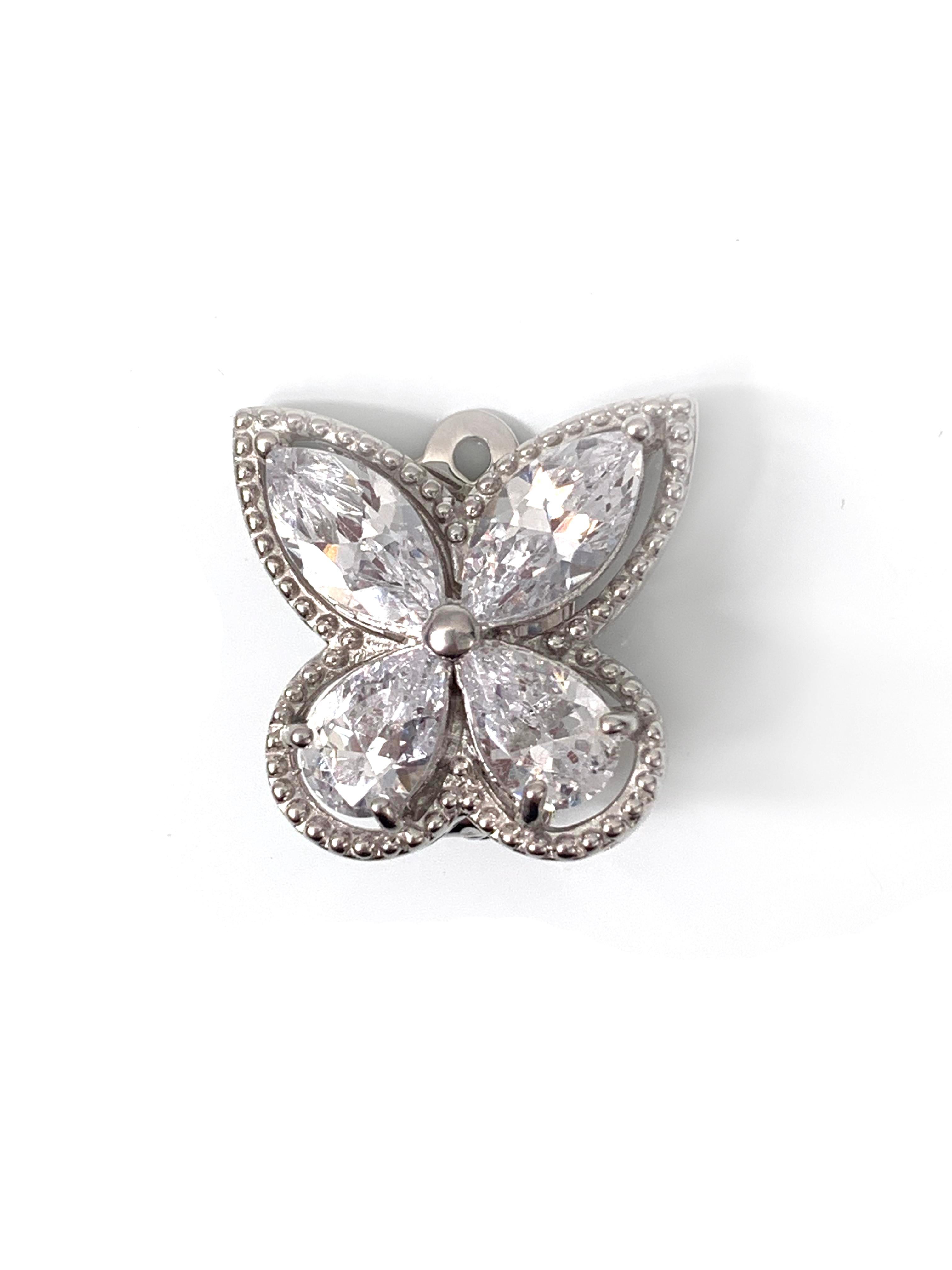 Contemporary Large Butterfly Cubic Zirconia Clip-on Earrings For Sale