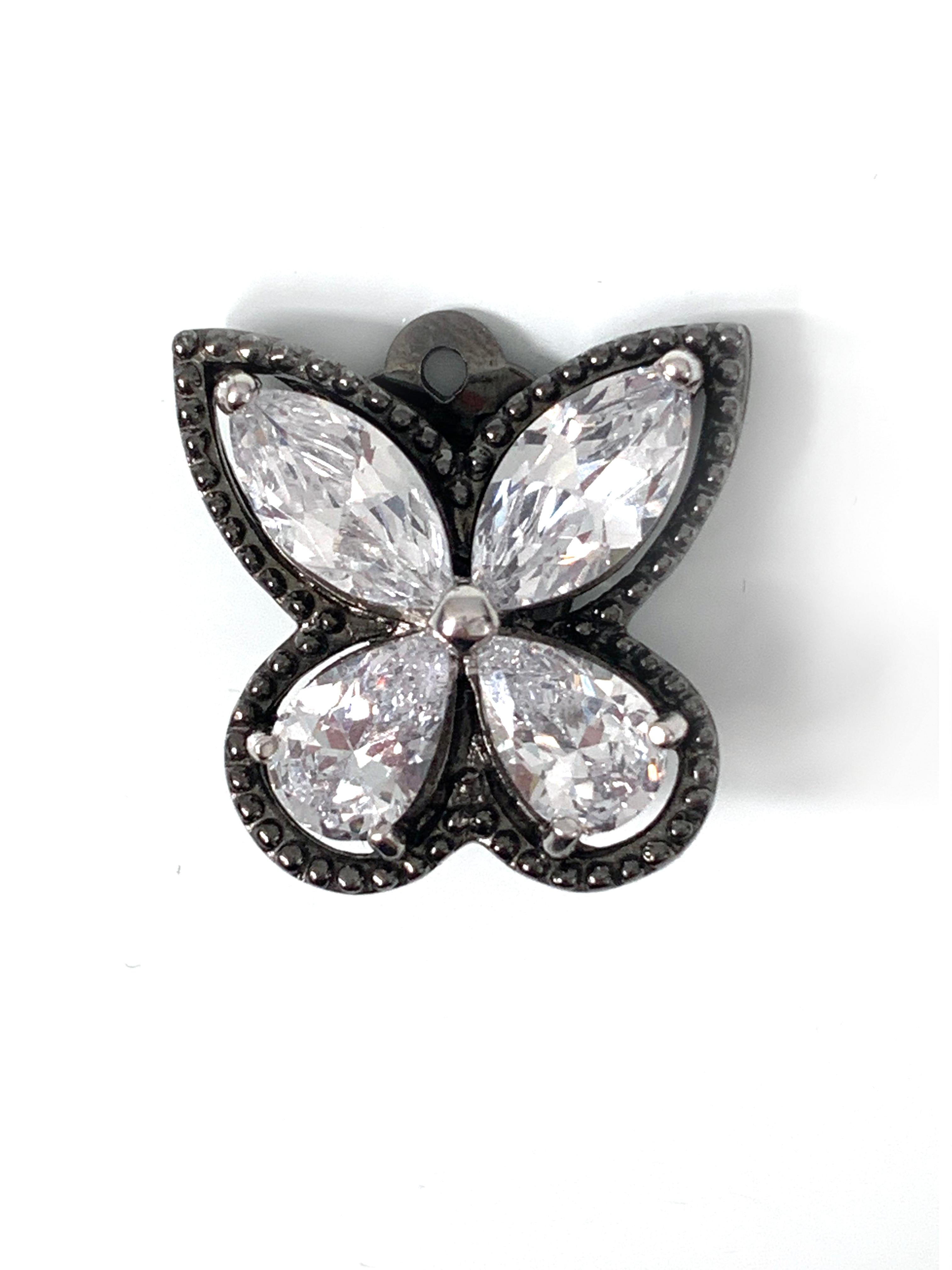 Contemporary Large Butterfly Cubic Zirconia Clip-on Earrings