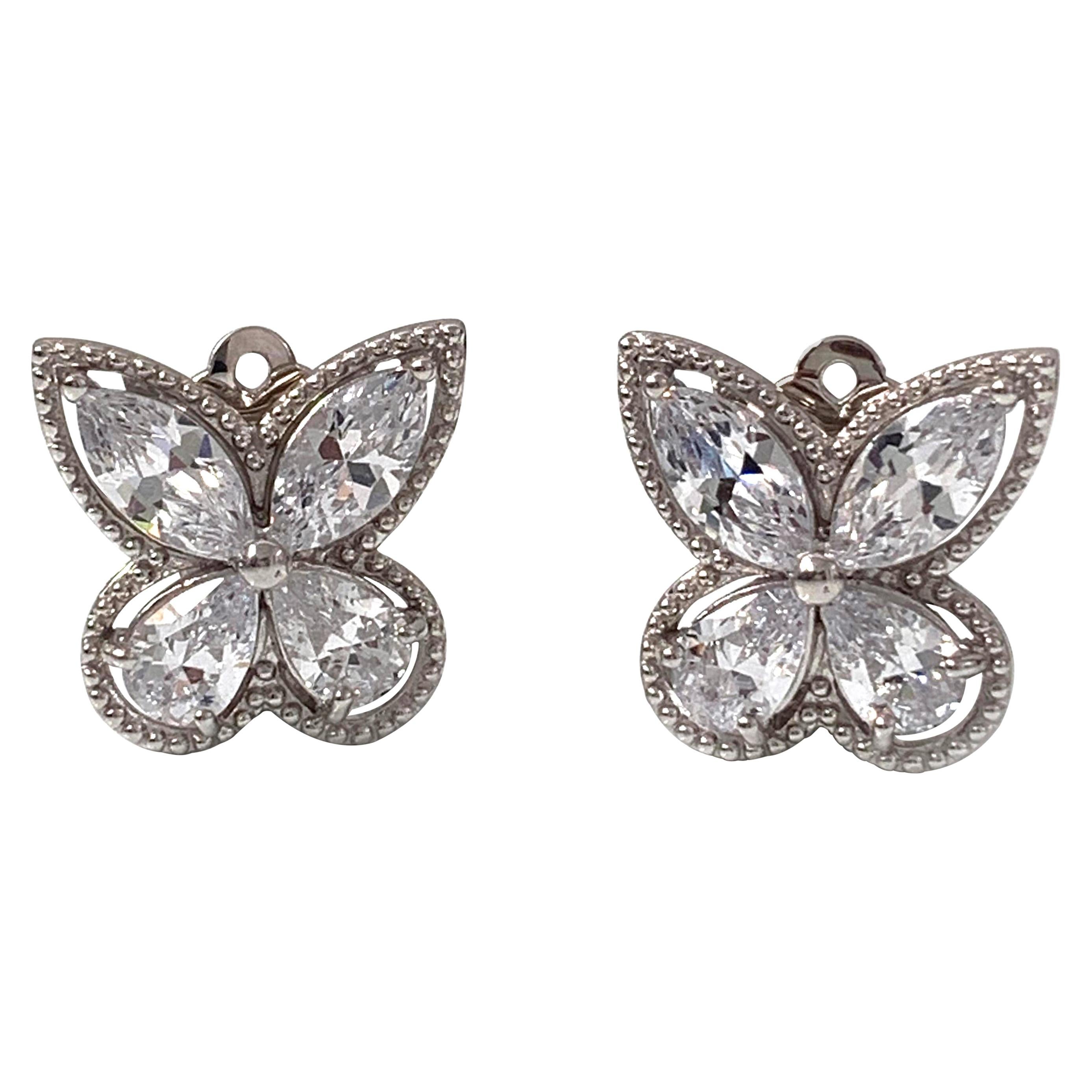 Large Butterfly Cubic Zirconia Clip-on Earrings For Sale