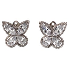 Large Butterfly Cubic Zirconia Clip-on Earrings