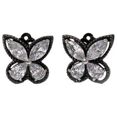 Large Butterfly Cubic Zirconia Clip-on Earrings