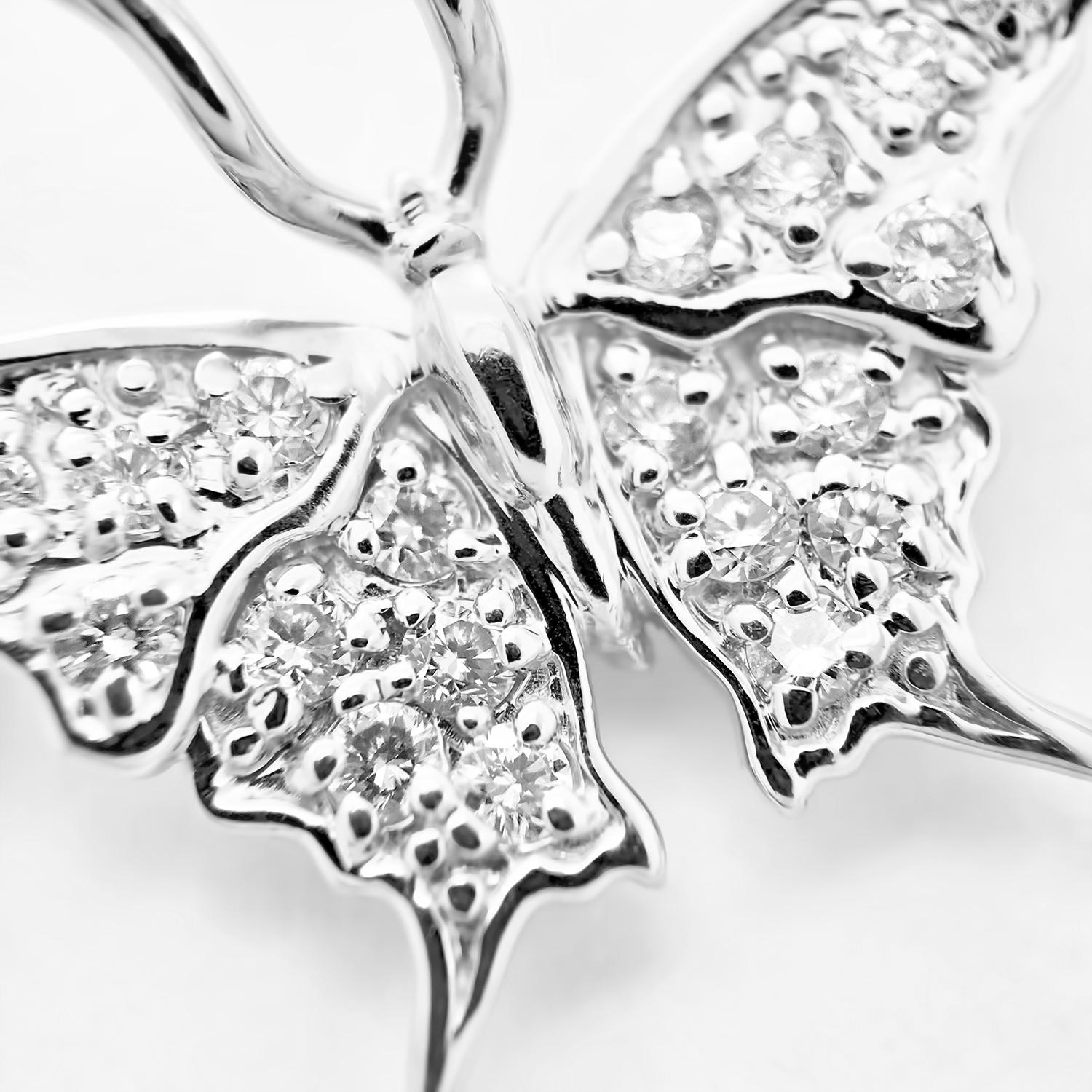 Artiste Grand collier papillon en diamant avec vue sur le devant / or blanc en vente