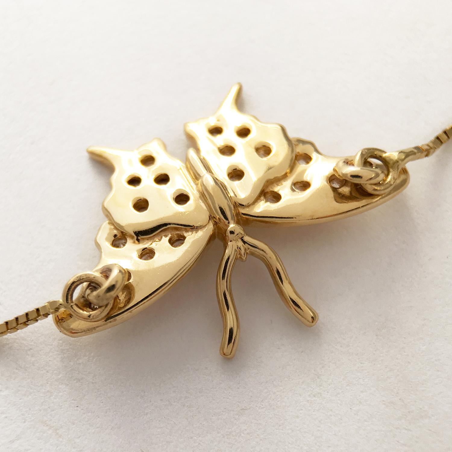 Große Schmetterlings-Diamant-Halskette / Gelbgold (Künstler*in) im Angebot