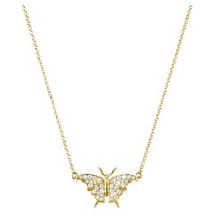 Large Butterfly Diamond Necklace / Yellow Gold