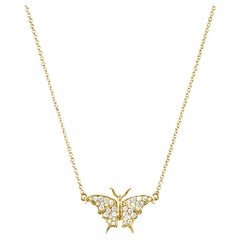 Large Butterfly Diamond Necklace / Yellow Gold