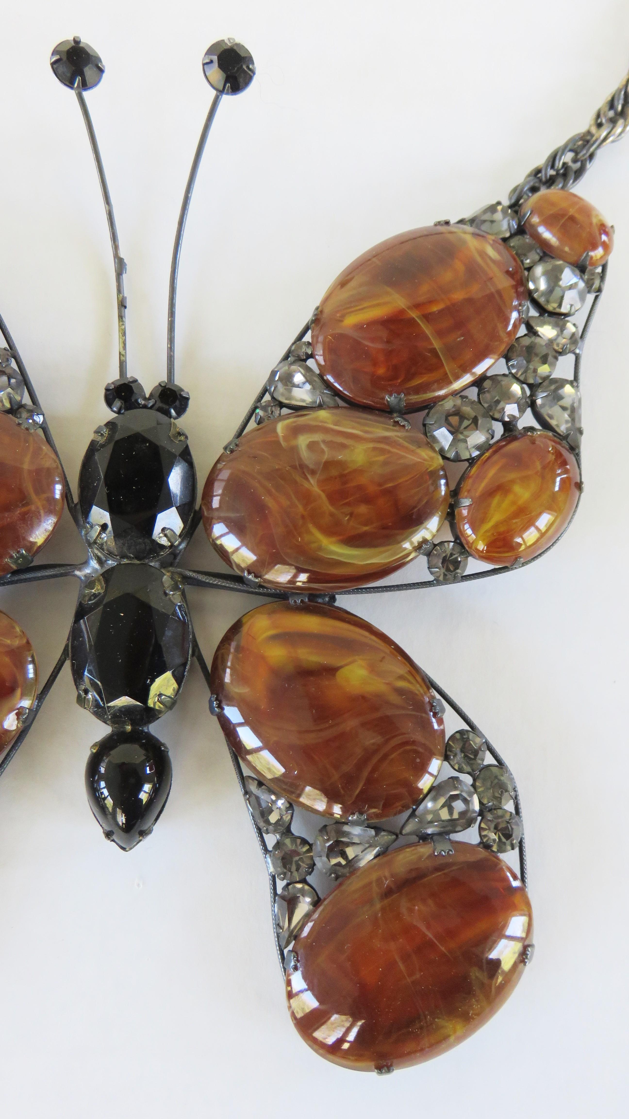 Large Butterfly Necklace 1960s In Good Condition In Water Mill, NY